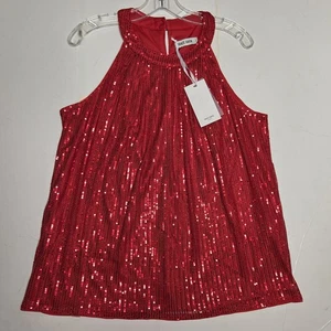 Grace Karin Neckholder Neu mit Etikett rot Pailletten Neckholder Top L ärmellos Party Neujahr glänzend Club - Bild 1 von 10