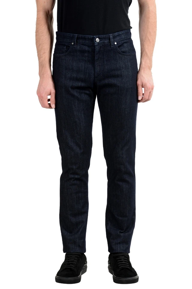 Versace Collection Men's Dark Blue Stretch Straight Leg Jeans - Image 1 of 4