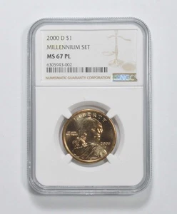 2000-D MS67 PL Millennium Sacagawea Dollar NGC PROOF LIKE *8817 - Picture 1 of 5