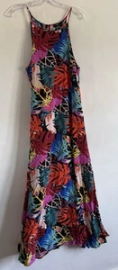MULTICOLOURED FLORAL PRINT SPAGHETTI STRAPS SLIP LONG DRESS SIZE:16 - Picture 1 of 13