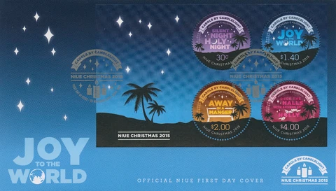 Christmas Stamps Niue 2015 FDC Carols by Candlelight Away in Manger 4v M/S Cover