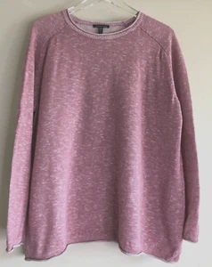 Eileen Fisher Sz Large Linen Cotton Sweatshirt Pullover Marled Pink Long Sleeve - Picture 1 of 9