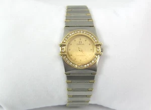 ~MINI CONSTELACIÓN OMEGA 18K/SS DAMAS CON BISEL DE DIAMANTES, ESFERA DORADA - Imagen 1 de 17