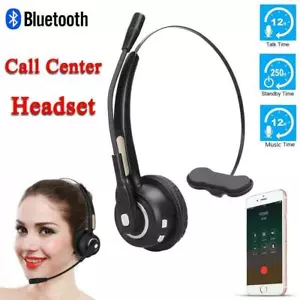 Wireless Bluetooth 4.0 Call Center Telephone Headset Noise Cancelling Microphone - Picture 1 of 12