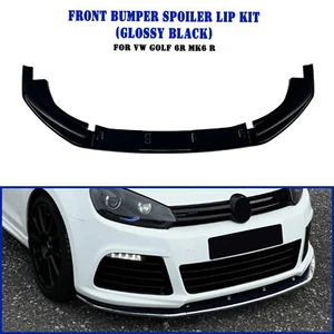 Front Bumper Spoiler Lip Body Kit For Volkswagen VW Golf 6 MK6 R 2010-2013 Black - Picture 1 of 11