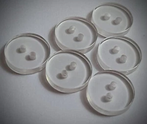 1/2" 2-Hole Clear Craft/Clothing Buttons - Picture 1 of 3