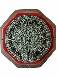 Mayan Aztec Sun Calendar Mexican Wall Hanging Crushed Malachite - Picture 1 of 16
