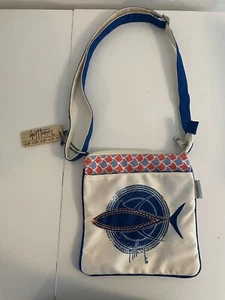 Guy Harvey Crossbody Bag Purse Tuna Scales Nautical Sun 'N Sand Red White Blue - Picture 1 of 10