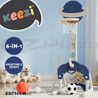 Keezi Kids Basketball Hoop Stand Adjustable 6-in-1 Sports Center Toys Set Blue