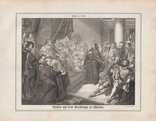 Martin Luther on The Reichstag IN Worms 1521 N. Chr. Wood Engraving From 1862