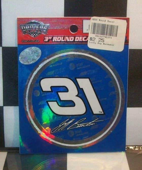 JEFF BURTON #31 AT&T NASCAR RACING 3" CALCOMANÍA REDONDA PEGATINA Foto 1 de 1