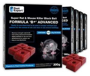 Rat Poison Bait Blocks (1.5kg) - Pest Expert® (Maximum Strength 5 x 300g) - Picture 1 of 1