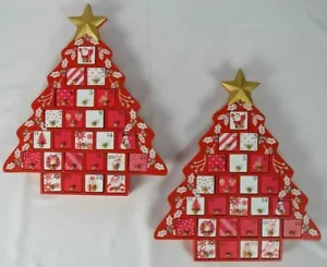 "NEU 2er Set Holz Weihnachtsbaum Adventskalender Urlaubsdekor 14""x12""x2" - Bild 1 von 4