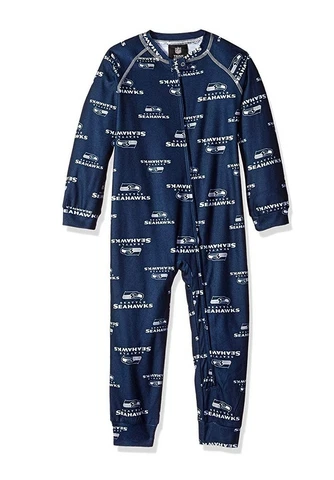 Seattle Seahawks NFL Toddler Boys Zip-up Raglan Coverall Sleeper Pajamas: 3T Cover