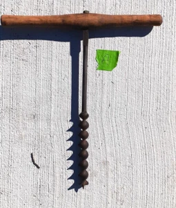 WI Barn Antique Primitive Vintage T Handle (14.75") Barn Beam Hand Drill 1" A - Picture 1 of 10
