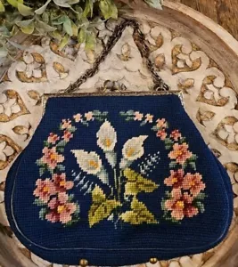 Vintage French Bag Shop Miami Beach Handbag Needlepoint Tapestry RARE! - Picture 1 of 24