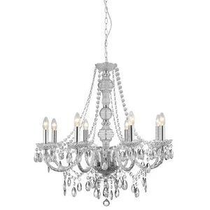 8 Lights Chrome and Clear Glass Frame Ceiling Pendant Light with Crystal Drops - Picture 1 of 1