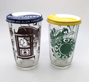 Set of Two Vintage Kraft Mustard Collectible Glasses with Lids - Bild 1 von 7