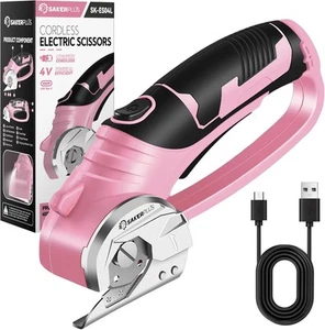 Cordless Electric Scissors,4V Rechargeable Boxed Rotary Cutter(Pink), Pink - Picture 1 of 6