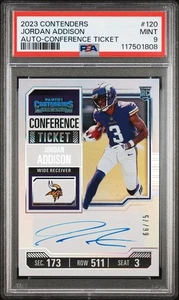 2023 Contenders Jordan Addison /75 RC #120 Auto PSA 9 Rookie Conference Ticket - Picture 1 of 3