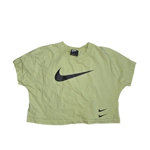 Nike Crop Top Neon Verde Lime Manica Corta Girocollo T-Shirt Donna Tg L - Foto 1 di 5