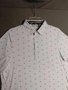 Kjus Poloshirt Herren XL weiß Golfer All Over Print Performance AOP feuchtigkeitsableitend - Bild 1 von 12