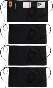 Paquete de 4 delantales de servidor Utopia Wear con 3 bolsillos, 24x12 pulgadas (paquete de 4), negro - Imagen 1 de 6
