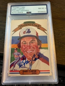 Gary Carter Expos Mets 1983 Diamond King signed autographed baseball card PSA 8 - Picture 1 of 1