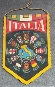 ITALY SOUVENIR PENNANT - ITALIA COATS OF ARMS DOUBLE SIDED STIFF CLOTH PENNANT - Picture 1 of 4