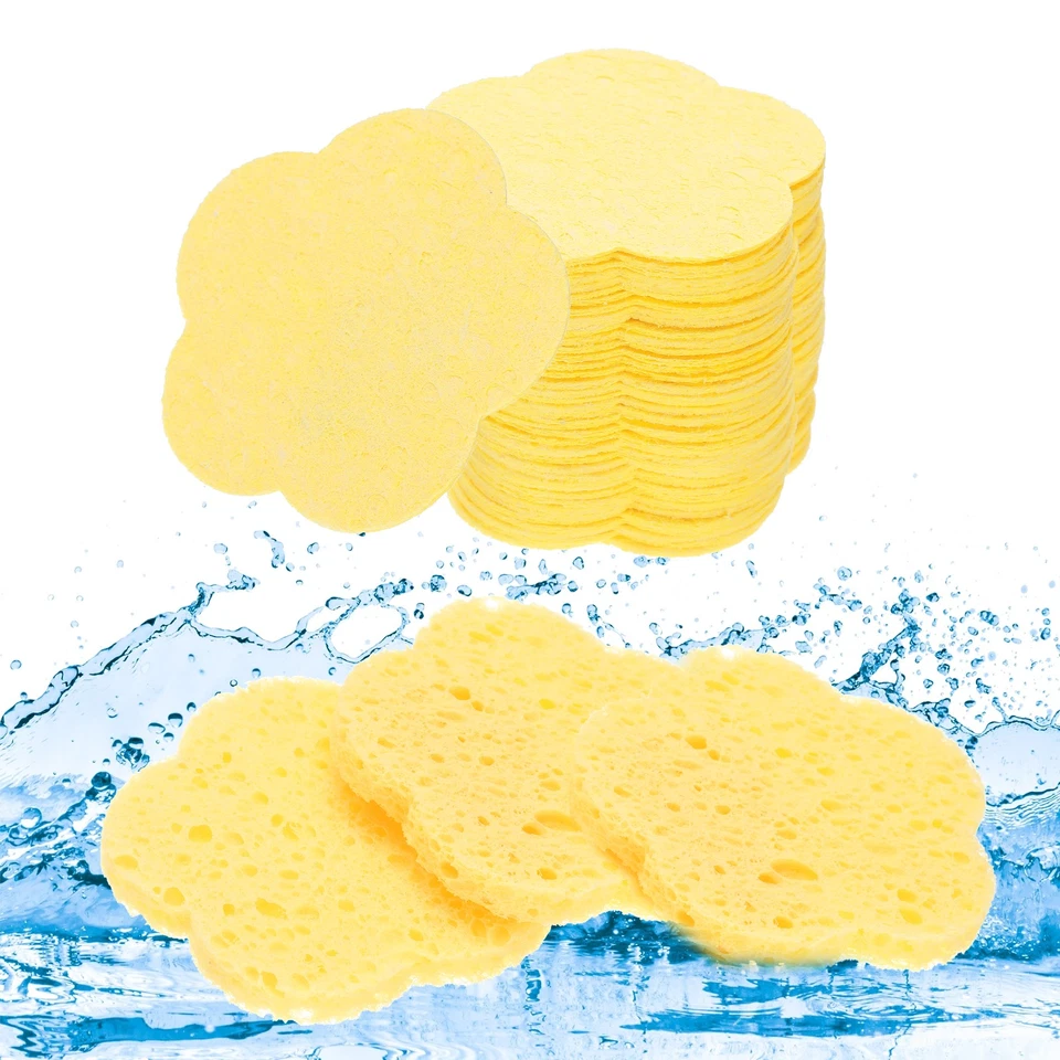 60 Count Compressed Facial Sponges Flower Pads, Yellow - Image 1 of 4