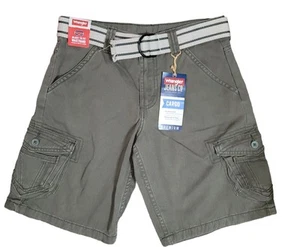 Wrangler Boys Size 8 Husky Khaki Stretch Pockets Casual Cargo Shorts W Belt NWT - Picture 1 of 7