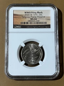 2020 W V75 Quarter Tallgrass Prairie NGC MS 66 - Picture 1 of 2