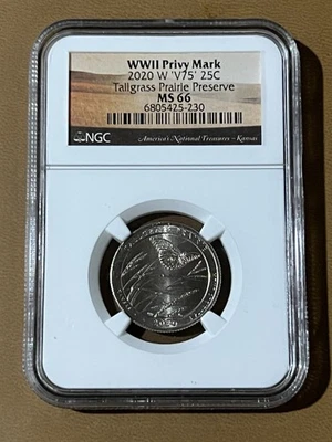 2020 W V75 Quarter Tallgrass Prairie NGC MS 66 - Image 1 of 2