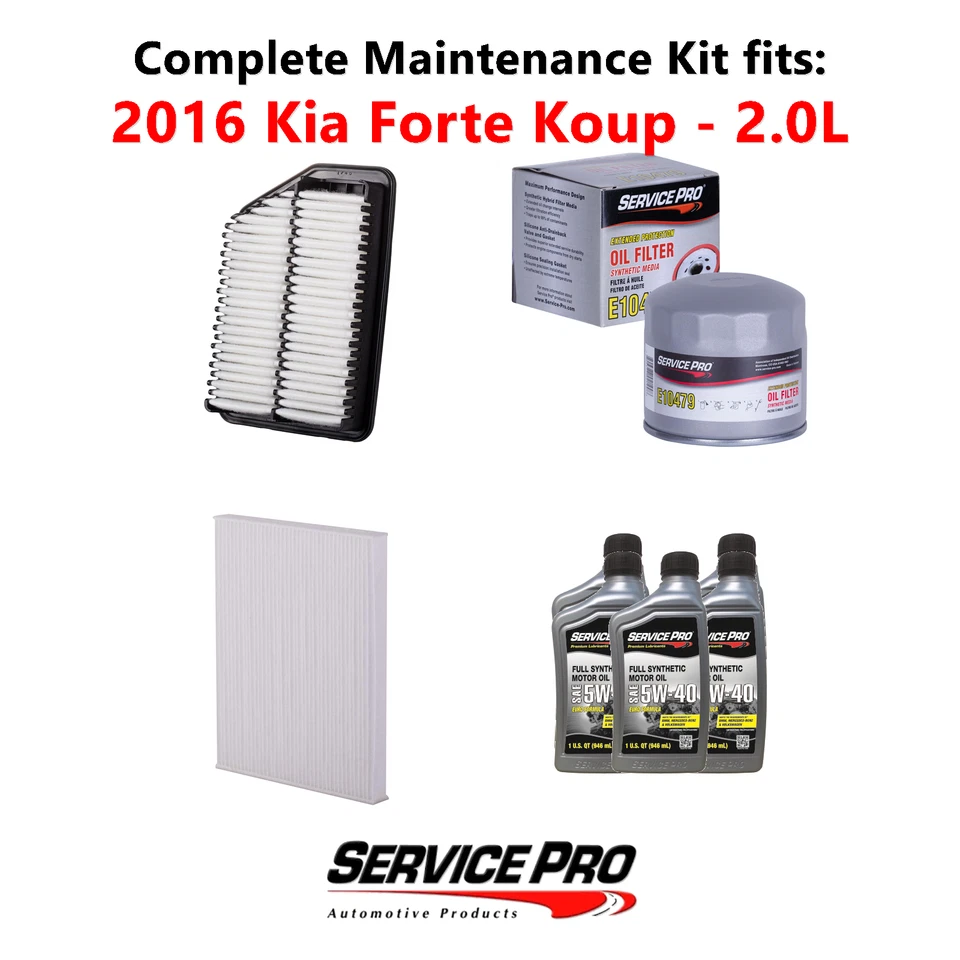 2016 Kia Forte Koup 2.0L Complete Air, Oil & Cabin Filter Kit (5W-40) Foto 1 de 4