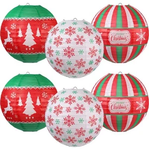 6 Pieces Christmas Hanging Paper Lanterns Set Red Green White Lamps Paper Lan... - Picture 1 of 7