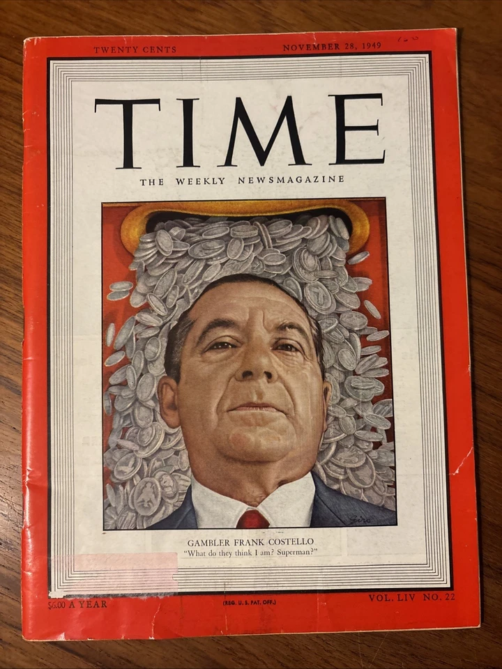 Time Weekly, Nov 28, 1949: Gambler Frank Costello - Image 1 of 3