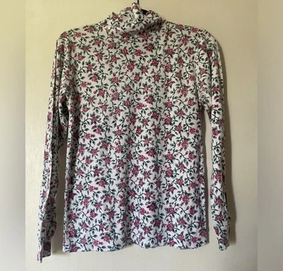 Vtg Basic Editions Rose Turtleneck Top Sz Small Women’s Rosette  - Image 1 of 4
