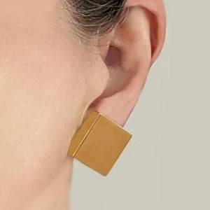 Pendientes Kutchinsky Oro 18ct Vintage Bloque Cuadrado Pinzas de Oreja 30 gramos Londres 1972 - Imagen 1 de 10