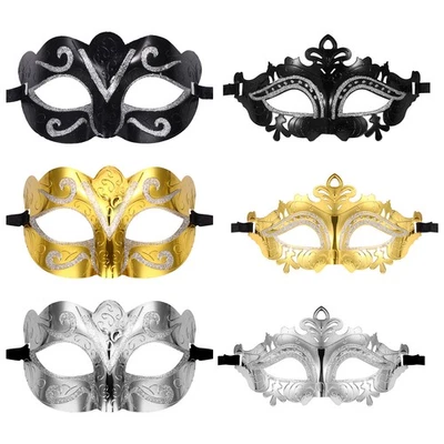 2pcs Couple Masquerade Masks Sparkling Venetian Carnival Masks for Party Costume - Image 1 of 4