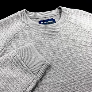 Mizzen + Main Wollmischung Grobstrick strukturiert Rundhalsausschnitt Pullover grau XL $ 160 - Bild 1 von 6