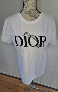 Dior round neck embroidered safety pin logo short sleeve t-shirt size L - Picture 1 of 11
