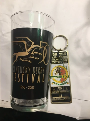 2005 Kentucky Derby Festival Glass & 1987 KY Derby Keychain- in Mint Condition Cover