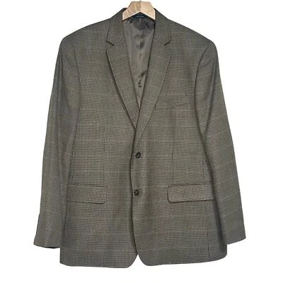 Club Room Macys Hombre’s 44R Marrón Tostado Cuadros Poli/Viscosa 2 Botones Blazer Foto 1 de 4