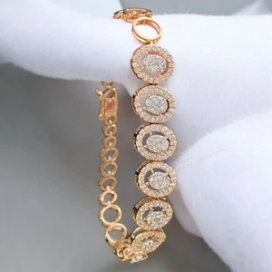 Pave 2.65 Cts Round Brilliant Cut Natural Diamonds Tennis Bracelet 14K Rose Gold - Picture 1 of 17