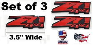 THREE Black/Red Z71 4x4 Emblem Badge Stick On for Chevy Silverado Tahoe Suburban - Picture 1 of 9