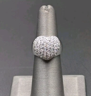 LEER!!! Anillo 925 banda cónica de cóctel corazón abovedado circonita cúbica de ley talla 6 Foto 1 de 4