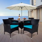 5pcs Rattan Wicker Bar Stool Outdoor Backyard Patio Furniture Chair With Armrest