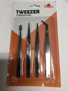 PINZAS X 4 CALIDAD ACERO INOXIDABLE 12CM PUNTO AGARRE PLANO ÁNGULO BELLEZA ARTESANAL - Imagen 1 de 10