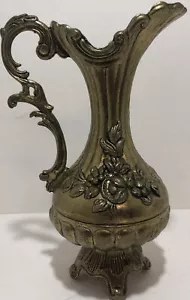 Vintage viktorianischer Stil Messing Fuß Krug verzierte Blumen Italien - Bild 1 von 4