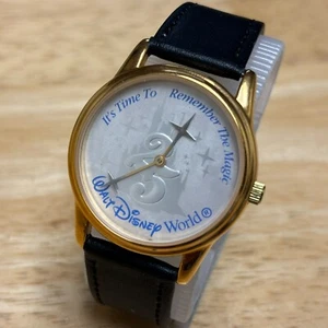 Vintage Kodak Disney 25 Years Quartz Watch Men Gold Tone Leather New Battery - Picture 1 of 6
